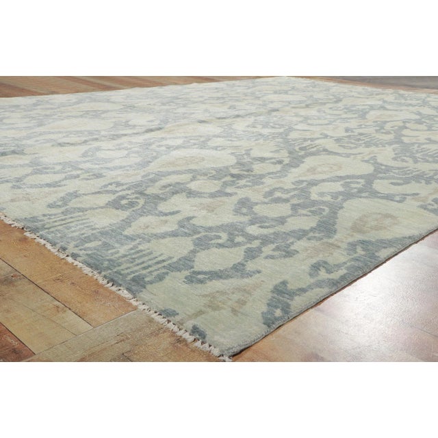 Textile 2010s Vintage Soft Blue Ikat Rug, 10'00 X 13'08 For Sale - Image 7 of 10