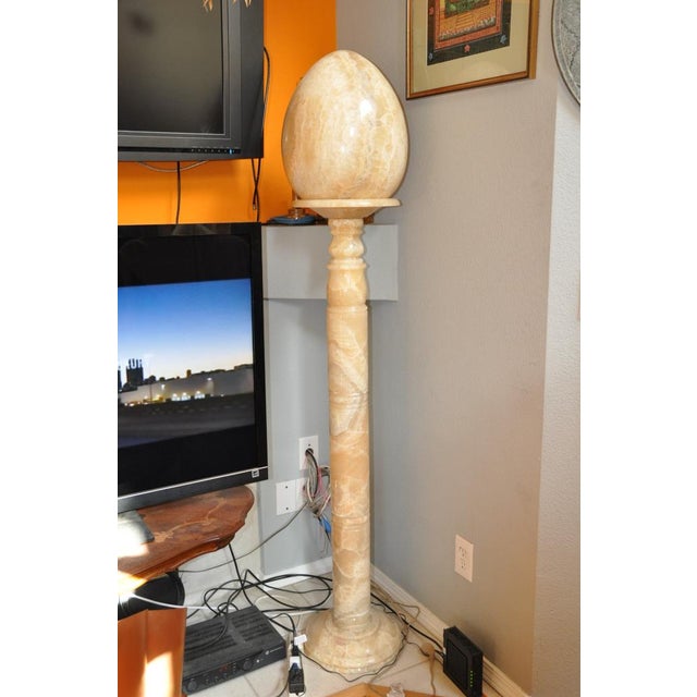 Tall Column Alabaster Floor Lamp with a Large Egg Shaped ...