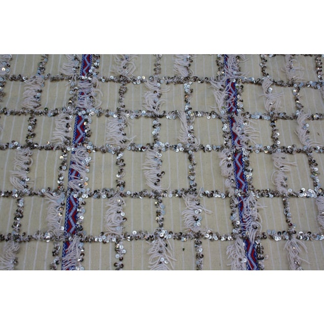 Late 20th Century Blue Striped Moroccan Handira Throw For Sale - Image 4 of 7