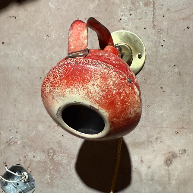Vintage Industrial Red Wall Lamp Sconce Usa For Sale - Image 4 of 7