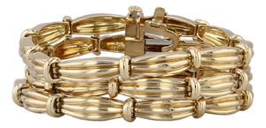 Vintage Tiffany 3-Row Bracelet 18k Yellow Gold W/ Box Magazine 7" 18mm