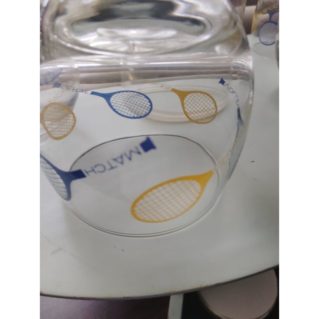 1970s Barware Roly Poly Glasses Blue Yellow Rackets - 5 pcs For Sale - Image 13 of 18