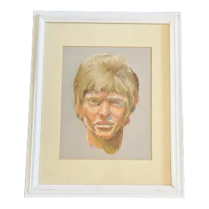 Vintage 1970’s Impressionist Pastel Portrait of a Rock Star