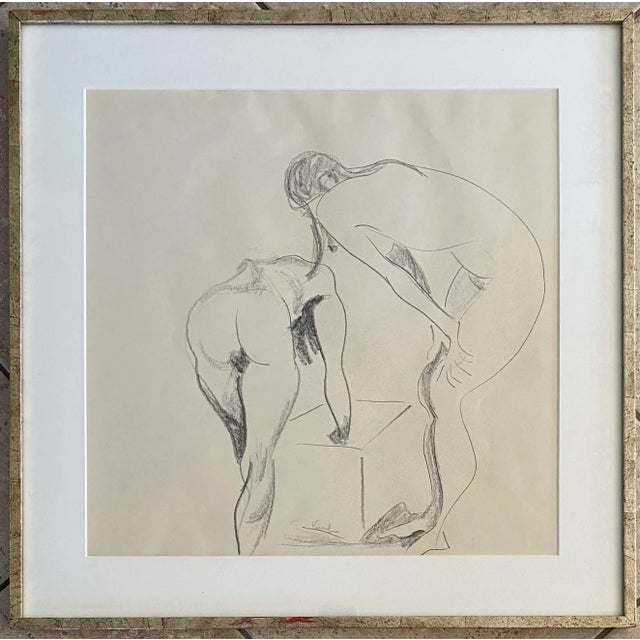Nude Women Drawing in Silver Frame For Sale In Miami - Image 6 of 6