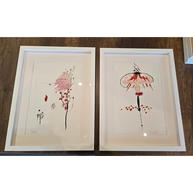 Set of 6 - One-of-a-Kind Organic Modern Botanical Paintings | Herbarium Wall Art | Minimalist Flower Study For Sale - Image 10 of 11