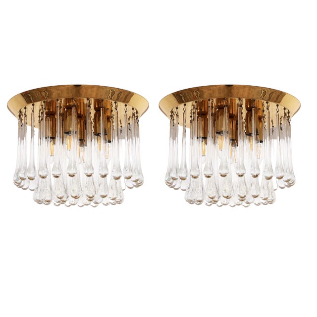 Austrian Raindrop Hanging Lamps in Murano by J. T. Kalmar, 1970, Set of 2 For Sale