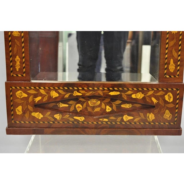 Antique Satinwood Dutch Marquetry Inlay Beveled Glass Console Pier Wall Mirror For Sale - Image 4 of 11