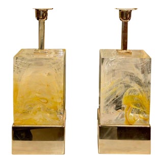 Murano Yellow Block Lamps For Sale