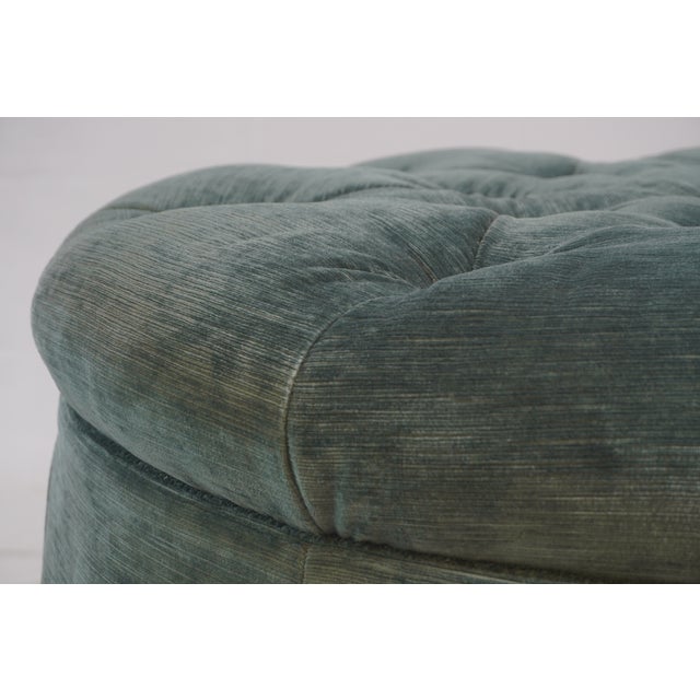 Jonas Ny Upholstery Tufted Ottoman With Pleated Skirt For Sale - Image 9 of 11