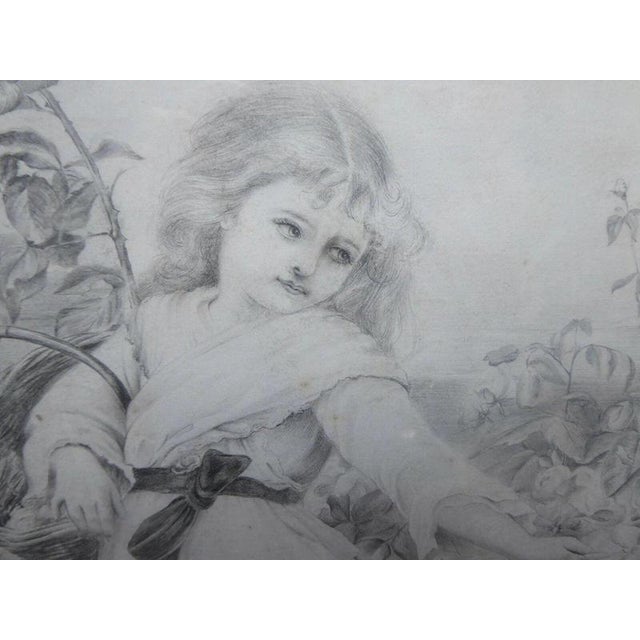 Margaret Faulkner, Portrait of a Young Girl, Pencil Drawing, Late 19th Century, 1895, Paper, Framed For Sale - Image 12 of 14