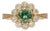 1Ct Demantoid Garnet Ring With Earth Mined Diamonds Halo: Solid 14k Gold, 6mm, Size 6.75 For Sale