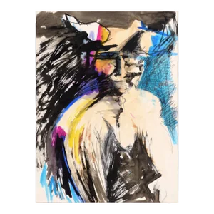 Spirit With Horns - Abstracted Figurative Composition in Acrylic on Paper by Michael William Eggleston