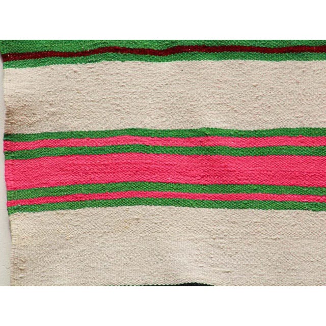 1960s Moroccan Berber Kilim Rug, Multicolor Stripes, 5'11" × 13'5" For Sale - Image 14 of 15