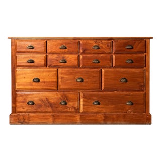 Wooden Chest of Thirteen Drawers with Shell Handles For Sale