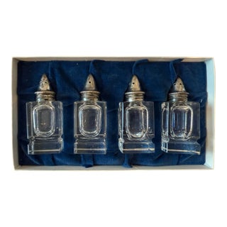 Vintage Sterling Silver and Glass Salt & Pepper Shakers For Sale