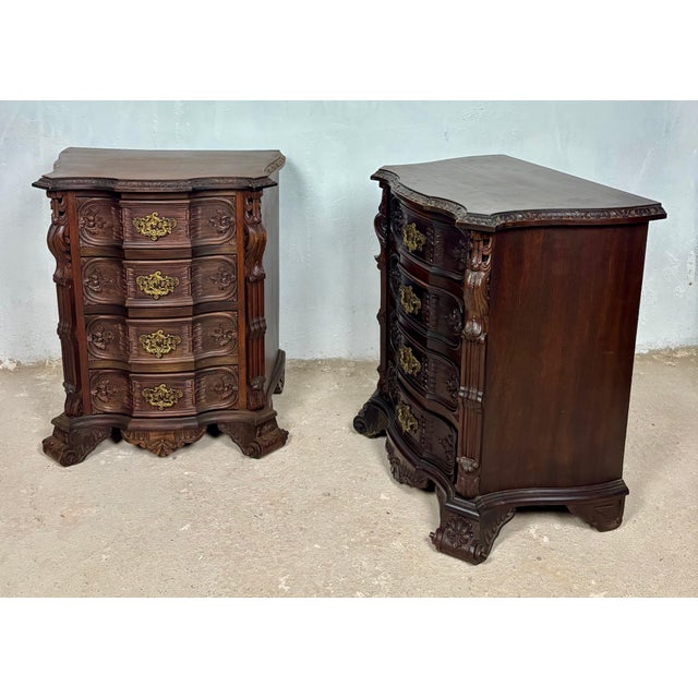 Pair of Carved Wood Bedside Cabinets, 1930s For Sale - Image 6 of 18