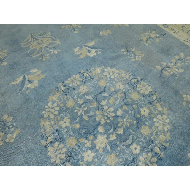 1920s Light Blue Cream Oversize Antique Chinese 10'' - 12' x 17'10" For Sale - Image 5 of 11