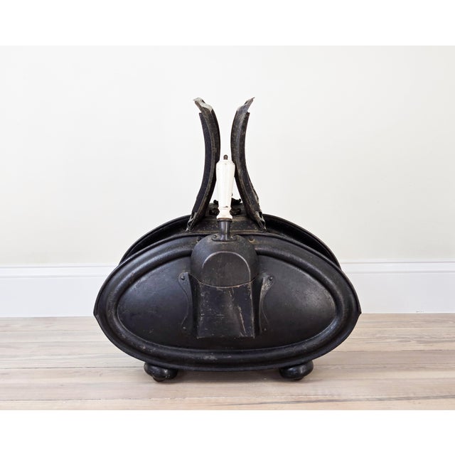 Black 1863 English Victorian Iron Coal Scuttle Box in Neoclassical Motif With Ash Shovel For Sale - Image 8 of 11