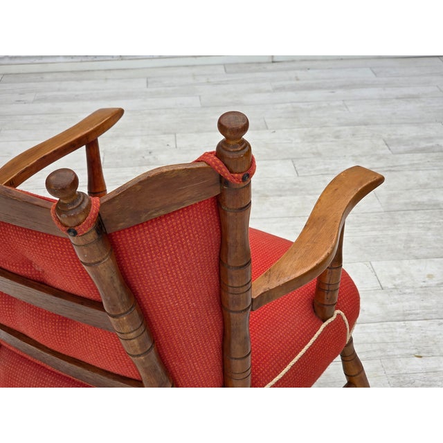 Scandinavian Armchair in Red Wool and Beech, 1960s For Sale - Image 14 of 18