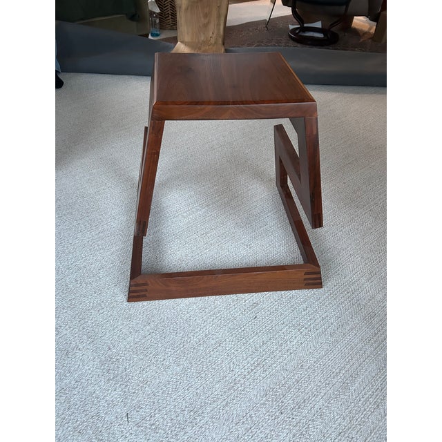 One of a Kind Artisan Made Black Walnut Organic Modern Bench Stool For Sale - Image 12 of 16