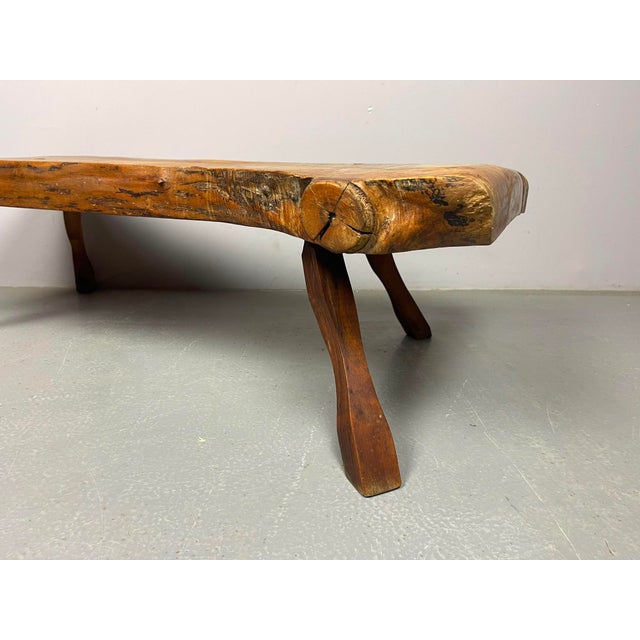 Wood Brutalist Wabi-Sabi Freeform Hardwood Coffee Table, 1970s For Sale - Image 7 of 12