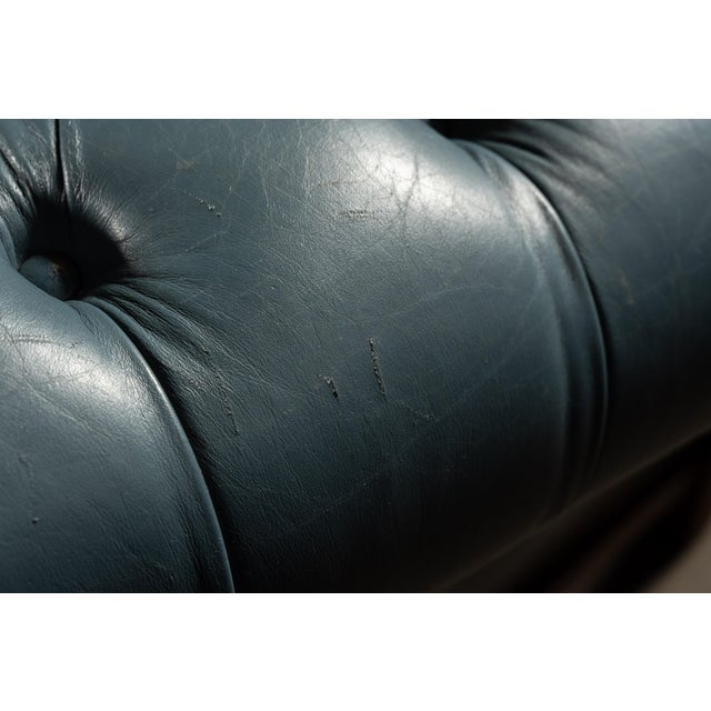 Vintage Tufted Leather Chesterfield Sofa in Blue For Sale - Image 13 of 16