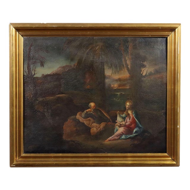 Rest on the Flight Into Egypt, 19th Century, Oil on Canvas For Sale