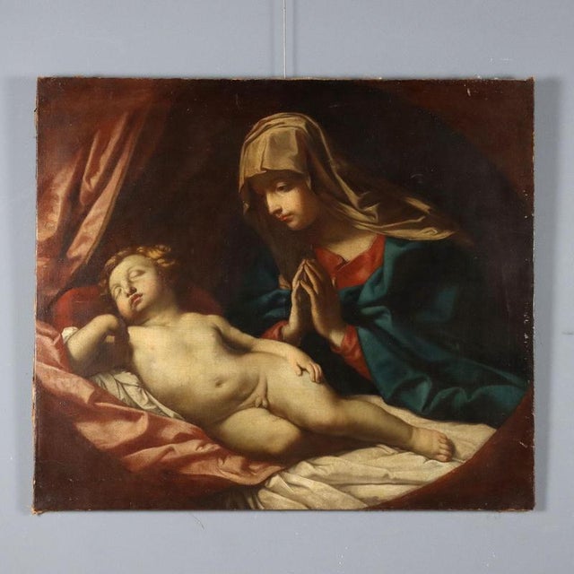 Madonna in Adoration of the Sleeping Child, Oil on Canvas For Sale - Image 10 of 10
