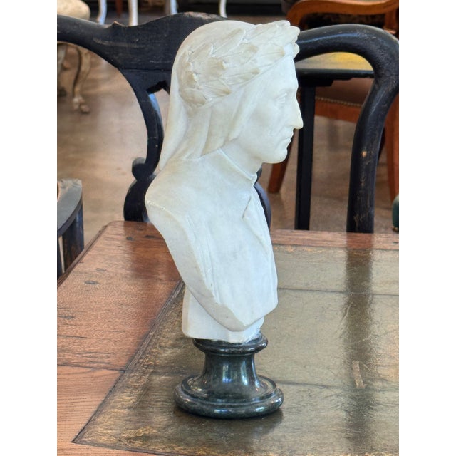 Stone 1950s Alabaster Bust of Dante For Sale - Image 7 of 9