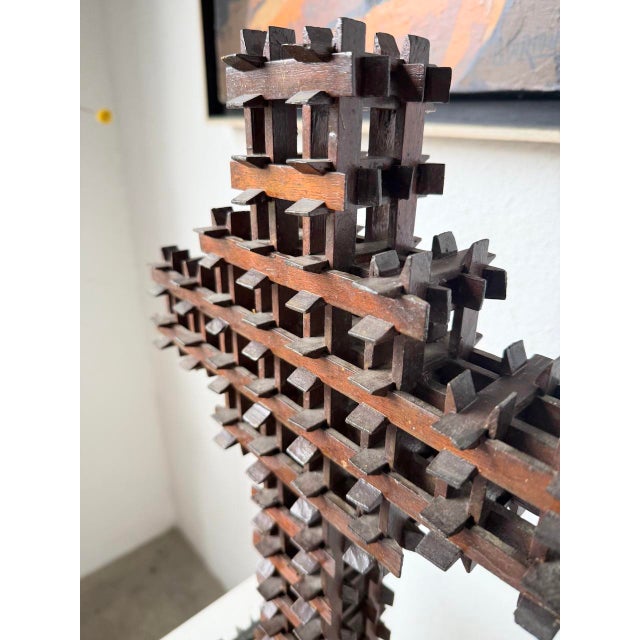 Tramp Art Crucifix Sculpture, 1900s For Sale - Image 12 of 18