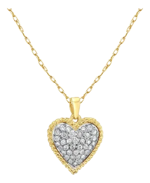 Heart Shaped Pave Diamond Pave Necklace 14k Two-Toned Gold 16"