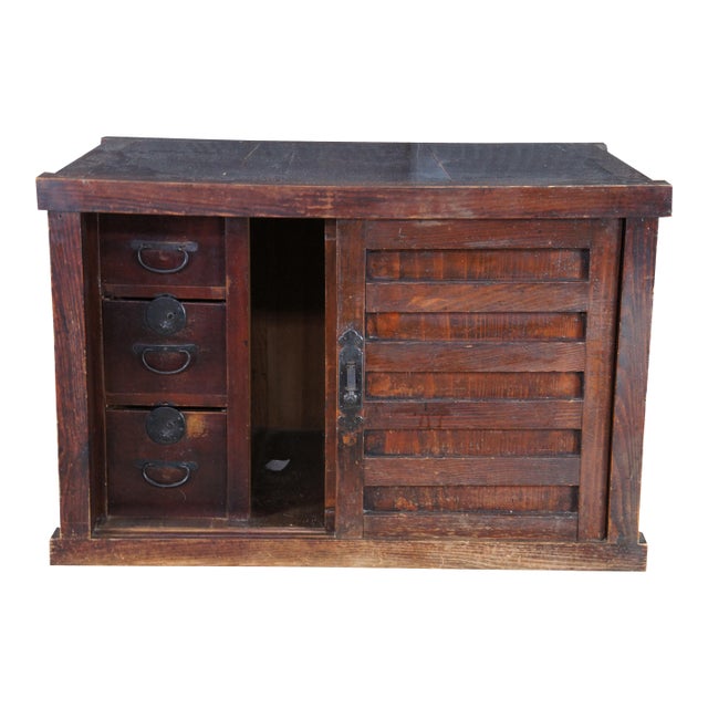 Vintage Japanese Todana Tansu Storage Cabinet Console Chest Nightstand Side Table For Sale