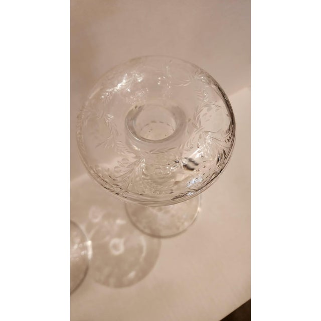 Transparent Pair of Early 20th Century Glass Candle Stick Centerpieces For Sale - Image 8 of 9