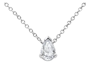 AGS Certified 14K White Gold 1/2 Cttw Diamond Pear 18" Pendant Necklace (H-I Color, VS2-SI1 Clarity)