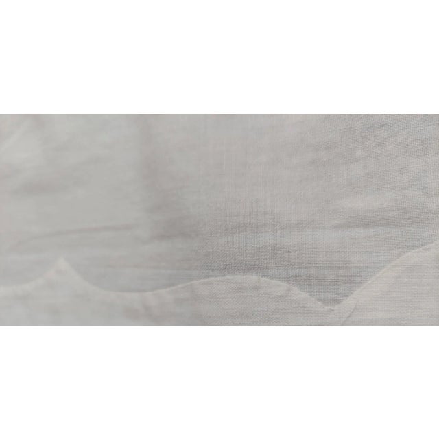 Vintage Handmade White Sheer Embroidery Tablecloth For Sale - Image 4 of 13