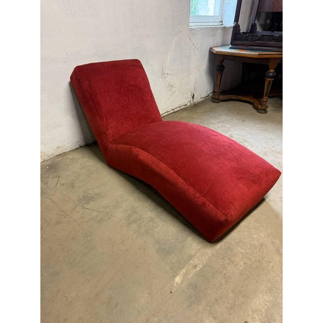 Textile Mitchell Gold Furniture Contemporary Red Upholstered Chaise Lounge For Sale - Image 7 of 17