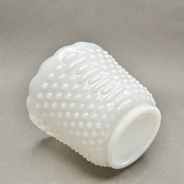 White Vintage White Milk Glass “Dot and Dash” Hobnail Planter With Scalloped Rim For Sale - Image 8 of 9