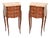 Antique French Inlaid Parquetry Marble Top Bedside Chests, 1900, Set of 2 For Sale
