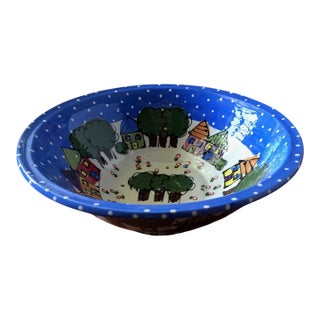 1990s Robin Sterling Handmade Ceramic Serving Bowl/ Colander For Sale