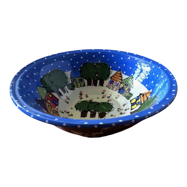 1990s Robin Sterling Handmade Ceramic Serving Bowl/ Colander For Sale