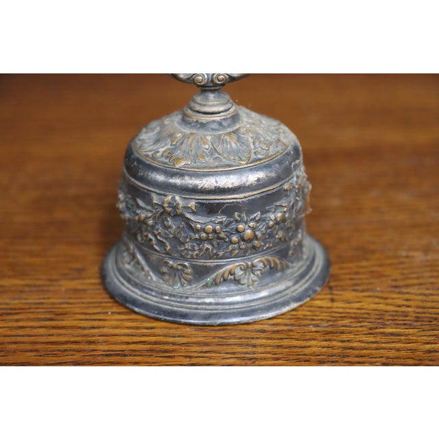 Gorham Silver Plate Ornate Floral Repoussé Bell For Sale - Image 4 of 12