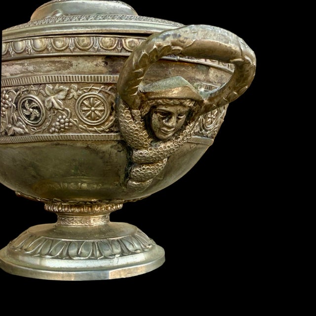 Silver Vintage Corbell & Co. Silver-Plated Tureen – Ornate Design With Medusa Handles For Sale - Image 8 of 8