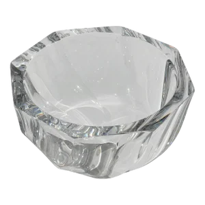 Stunning Large Orrefors 6 1/4" Diameter Octagonal Swirl Crystal Bowl, 1970s Signed