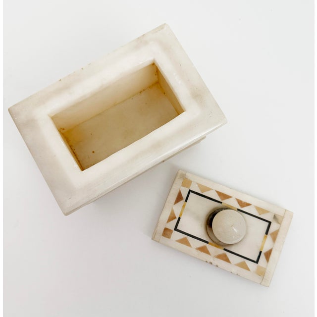 Antique Stone Box With Geometric Inlay For Sale In Sacramento - Image 6 of 6