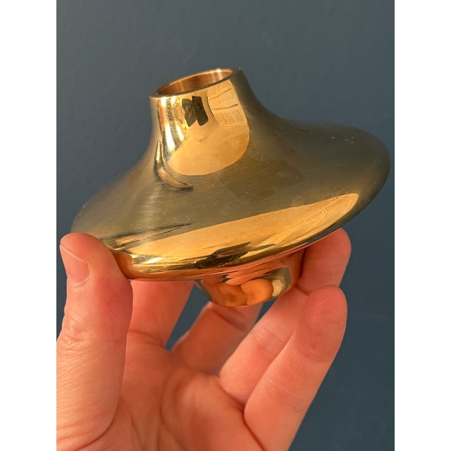 Hein Studio Solid Brass Candle Holders Set of 4, Scandinavian Modern Candlesticks For Sale - Image 10 of 17