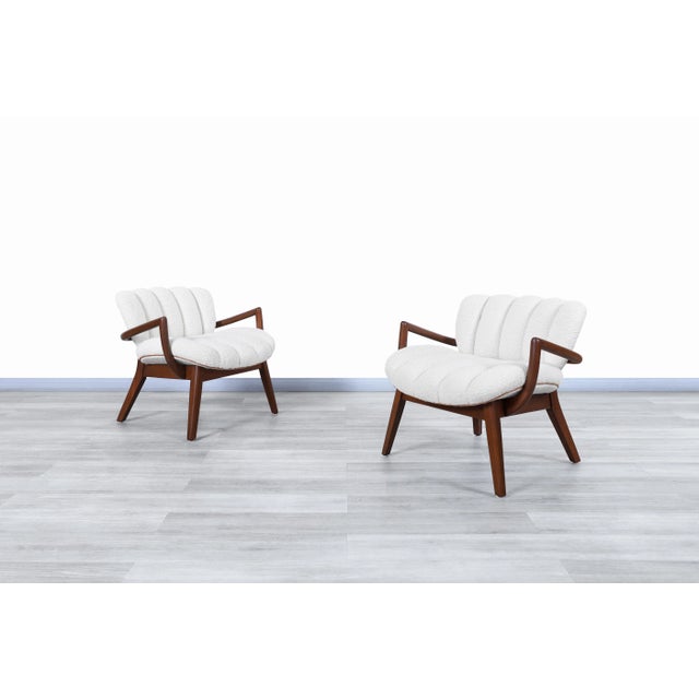 Mid-Century Modern Mid-Century Modern Boucle and Leather Armchairs by Paul Laszlo For Sale - Image 3 of 13