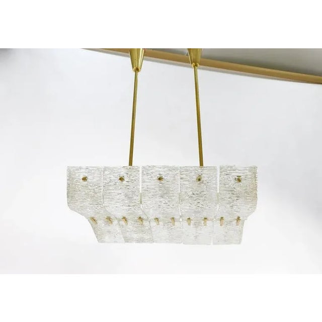 Large Austrian Chandelier in Brass and Textured Glass by J. T. Kalmar for Kalmar, 1950s For Sale - Image 10 of 11