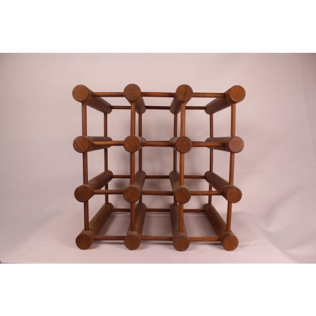 Mid-Century Modern 1960's Teakwood Bottle Rack by Nissen For Sale - Image 3 of 4
