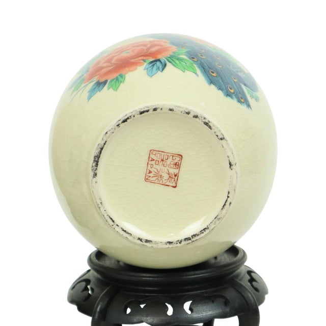 Ceramic Japanese Vases Peacock Flowers Crackle in Ceramic, 1960s, Set of 2 For Sale - Image 7 of 18