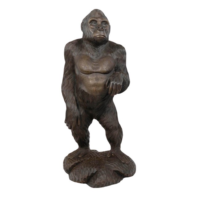Large Carved Gorilla Sculpture, 20th Century, Wood For Sale